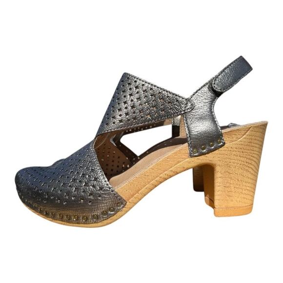 Dansko Teagan Sandal Heel NWOT Gunmetal Women size 38 US 7.5-8 - Picture 2 of 6